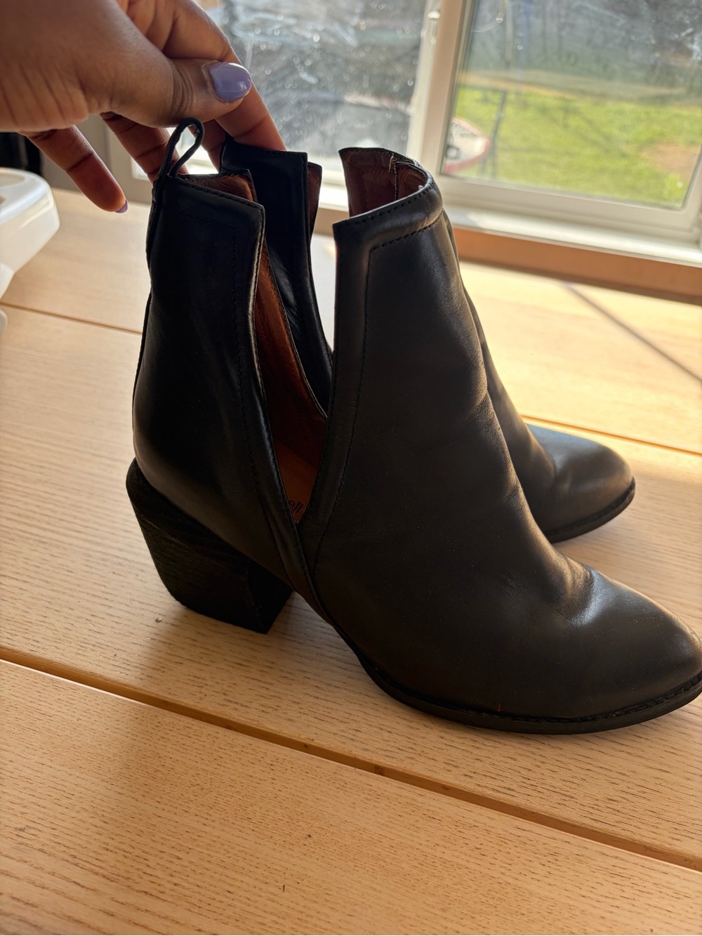 Jeffrey Campbell Black Leather Cutout Ankle Booties